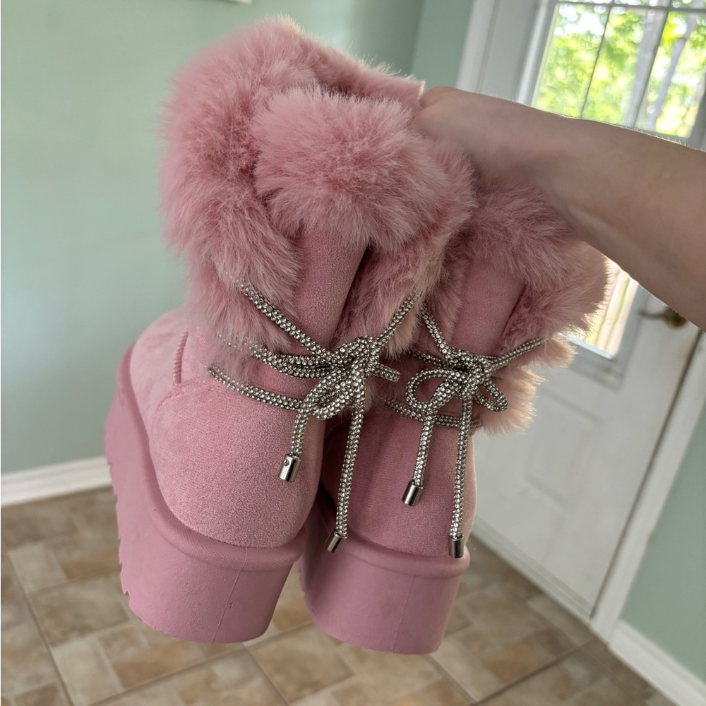pink platform boots